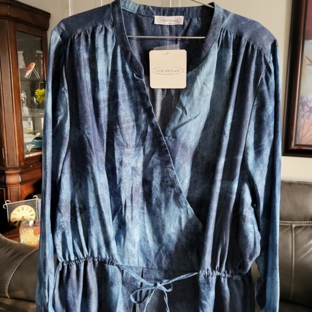 Denim Tie Dye Dress NWT Womens Sz 4X